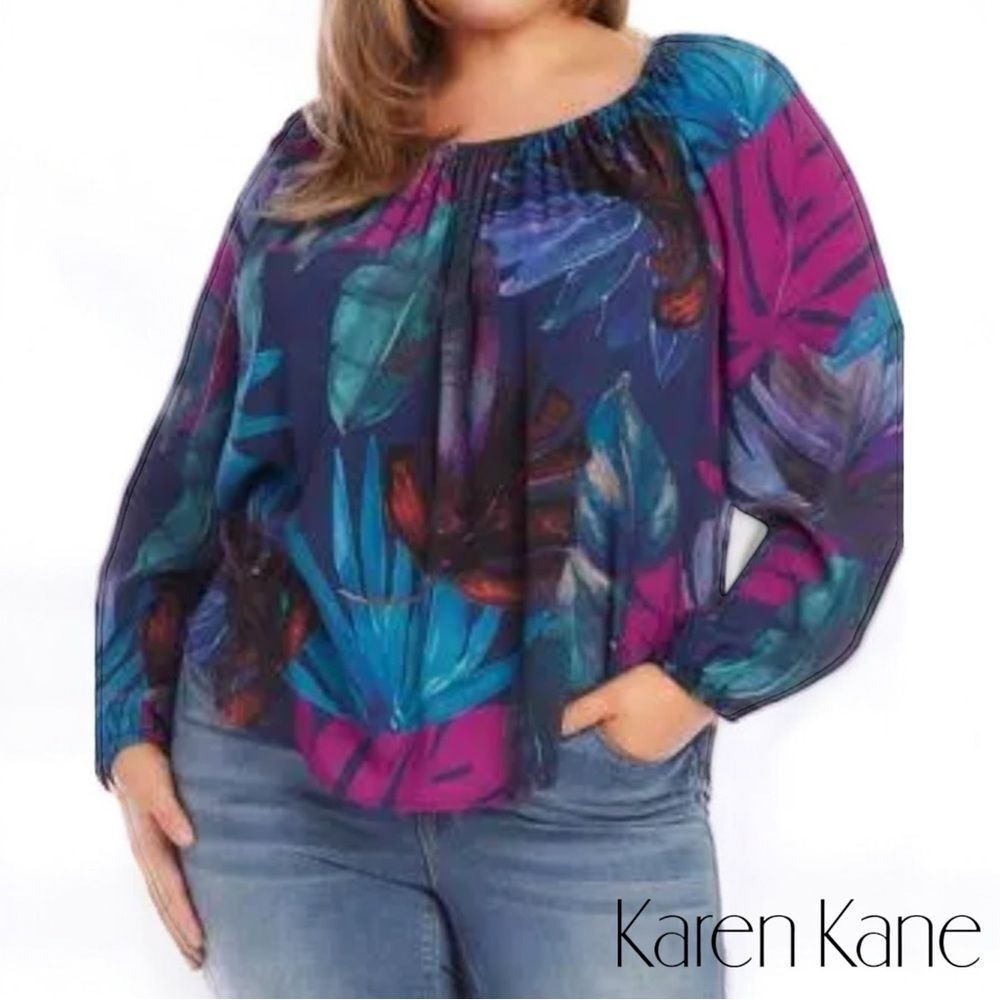 ☀️☀️☀️ Karen Kane Jewel Tones Peasant Blouse